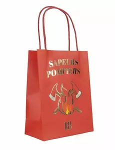 4 Sacs cadeaux en papier Pompier 20 cm