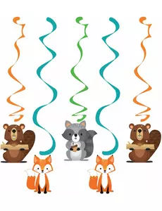 5 pendentifs en spirale représentant des animaux de la forêt, de 76 et 99 cm
