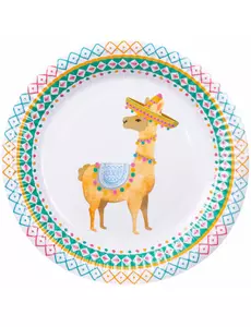 6 Assiettes en carton lama blanches 23 cm