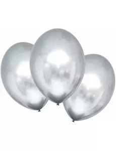 6 Satijnzilveren latex ballonnen 28 cm