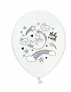 6 Ballons en latex licorne blanche 30 cm