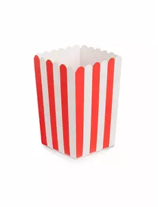 6 Boîtes à popcorn en carton rouges et blanches 7 x 12,5 cm