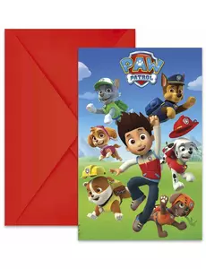 6 Paw Patrol Ready for Action™ uitnodigingen en enveloppen