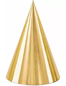 6 gouden kartonnen feesthoedjes 16 cm