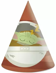 6 Chapeaux de fête en carton bébé Yoda The Mandalorian™