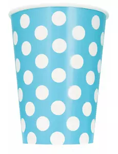 6 Gobelets en carton bleus à pois en carton 354 ml
