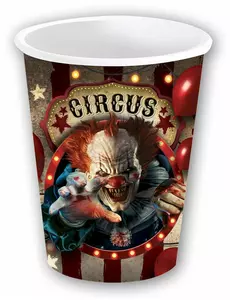 6 kartonnen bekers Halloweenclown 240 ml