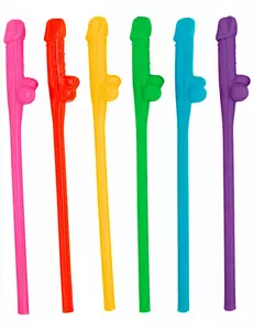 6 veelkleurige ondeugende rietjes