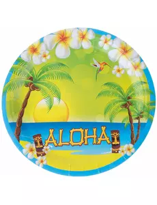 8 Assiettes en carton Aloha 23 cm