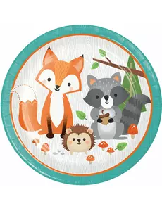 8 assiettes en papier animaux de la forêt 23 cm