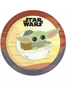 8 Assiettes en carton bébé Yoda The Mandalorian™ 23 cm