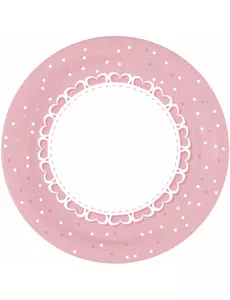8 Papieren bordjes met roze hartjes 23 cm