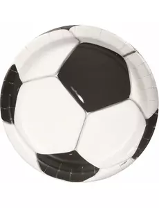 8 assiettes en carton en forme de ballon de football de 23 cm