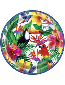 8 Assiettes en carton Palm Tropical Luau 23 cm