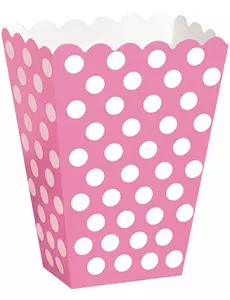 8 Roze popcorndozen met witte stippen