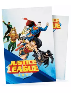 8 Cartes d'invitation avec enveloppes Justice League™ 10x16cm