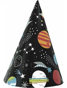 8 Chapeaux de fêtes en carton univers noirs