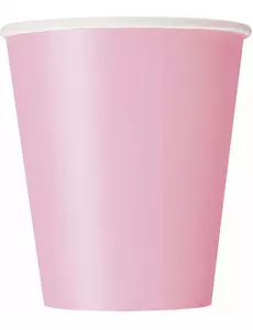 8 gobelets en carton rose clair de 210 ml