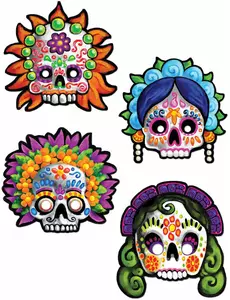 4 decoratieve maskers Dia de los Muertos