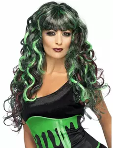 Groene en zwarte zeemeerminpruik voor vrouwen