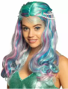 Perruque sirène pastel avec perles adulte