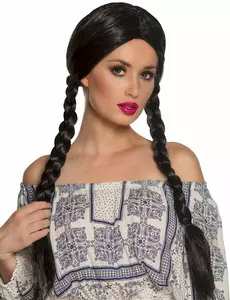 Perruque tresses noires adulte