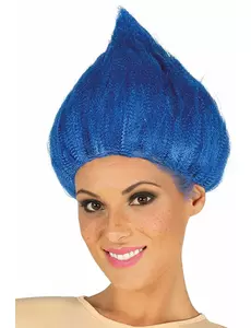 Perruque troll bleue adulte
