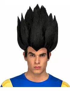 Zwarte Vegeta Dragon Ball™ pruik voor volwassenen