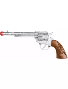 Zilverkleurig cowboy pistool met geluid