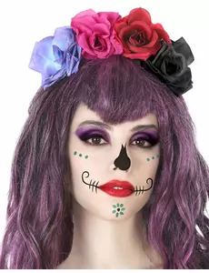 Veelkleurige Dia de los Muertos haarband voor volwassenen