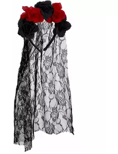 Serre-tête fleurs avec voile dentelle adulte