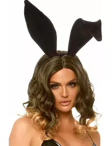 Serre-tête oreilles de lapin luxe articulées noires adulte
