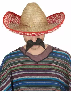 Sombrero Mexicain rouge et paille Adulte