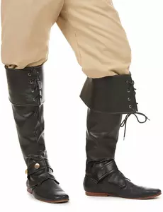 Sur-bottes noire simili cuir lacets et lanière cloutée adulte