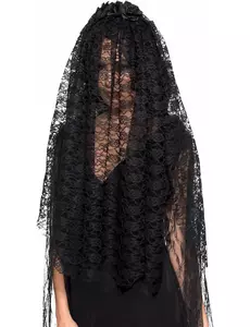 Voile long veuve noire adulte