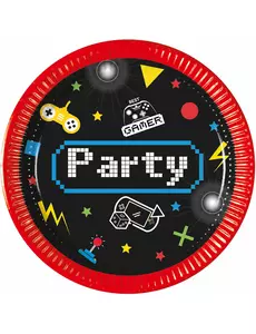 8 Petites assiettes en carton Gaming Party 20 cm
