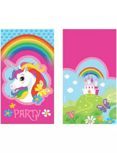 8 Invitations et enveloppes Licorne arc-en-ciel