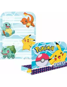 8 Pokémon uitnodigingen en enveloppen