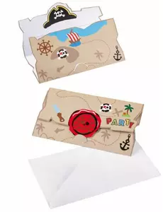 8 Invitations et enveloppes Pirate