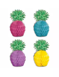 8 Mini centres de table en papier ananas multicolores 12 cm