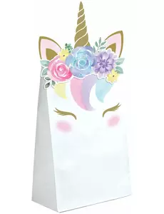 8 witte papieren fee eenhoorn cadeauzakjes