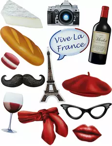 Kit photobooth thème Français 13 accessoires