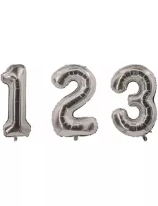 Ballon aluminium chiffre argenté 85 cm, Taille: 0