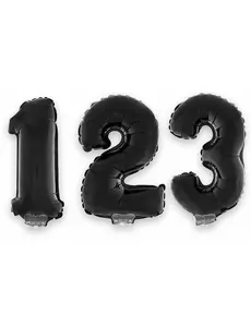 Ballon aluminium chiffre noir 40 cm, Taille: 0