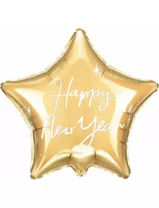 Ballon aluminium étoile dorée Happy New Year 50 cm