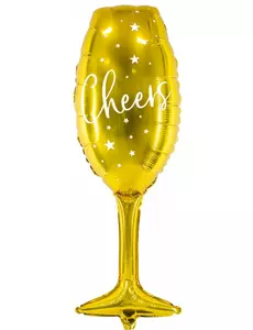 Ballon aluminium flûte cheers doré 28 x 80 cm