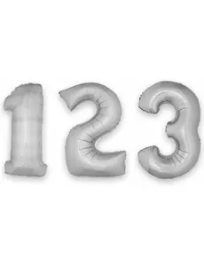 Ballon aluminium chiffre argenté 1 m, Taille: 0