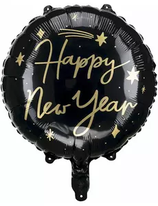 Happy New Year zwart en goud aluminium ballon 45 cm
