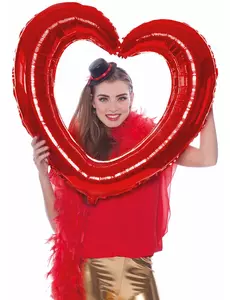 Ballon cadre en forme de cœur rouge 80 cm