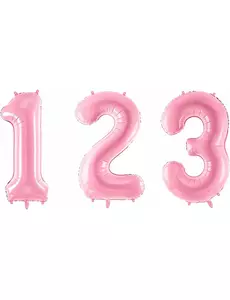Reuze pastelroze cijferballon 86 cm, Maat: 0